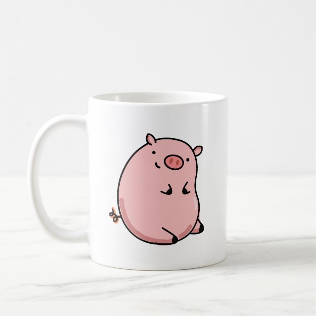Niedliches Kawaii-Schwein Kaffeetasse (Links)
