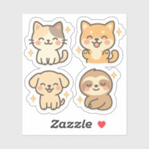 Niedliches Kawaii-Set | Katze, Hund, Faultier