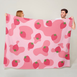 Niedliches Kawaii Strawberry Cow Muster Fleecedecke