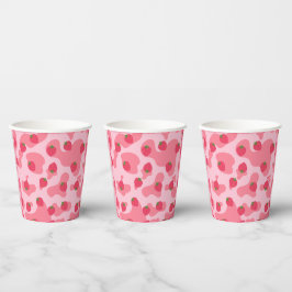 Niedliches Kawaii Strawberry Cow Muster Pappbecher