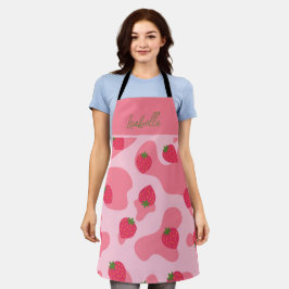 Niedliches Kawaii Strawberry Cow Muster Schürze