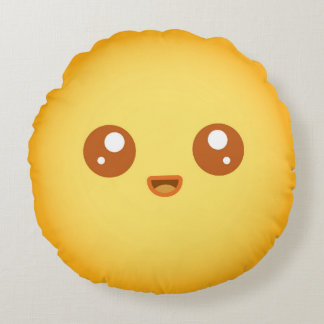 Niedliches Kawaii-Sun-Zeichen Rundes Kissen