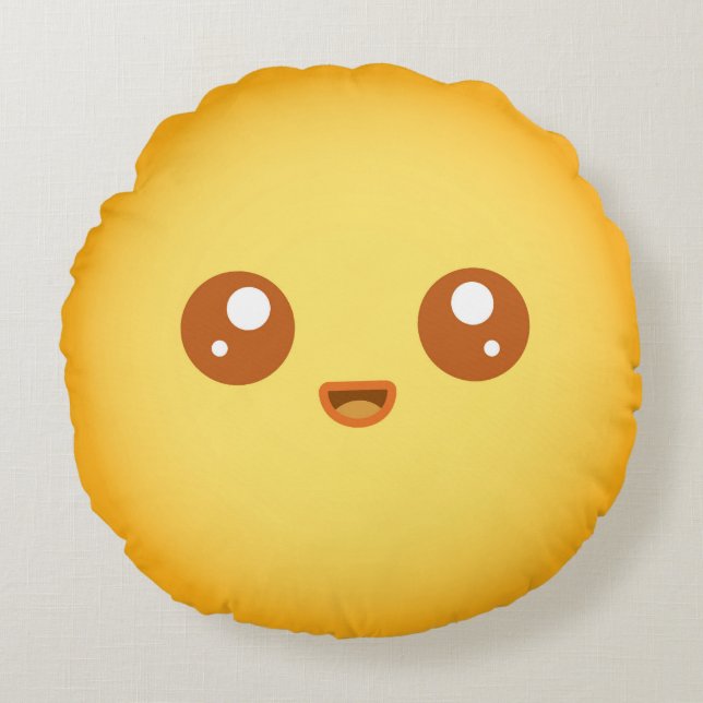 Niedliches Kawaii-Sun-Zeichen Rundes Kissen (Vorderseite)