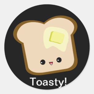 Niedliches kawaii toasty Toast- und Runder Aufkleber
