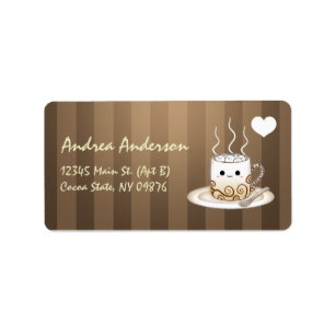 Niedliches kawaii warmes Kakaogetränk Adressaufkleber