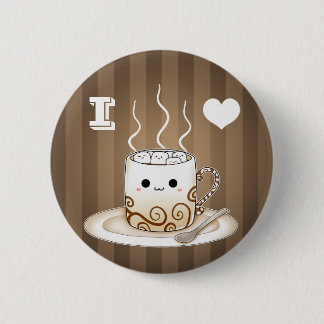 Niedliches kawaii warmes Kakaogetränk Button
