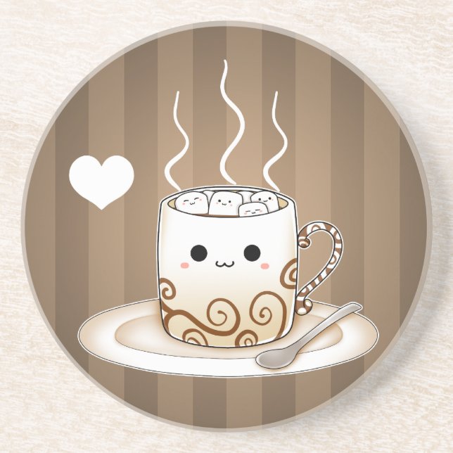 Niedliches kawaii warmes Kakaogetränk Getränkeuntersetzer (Vorne)