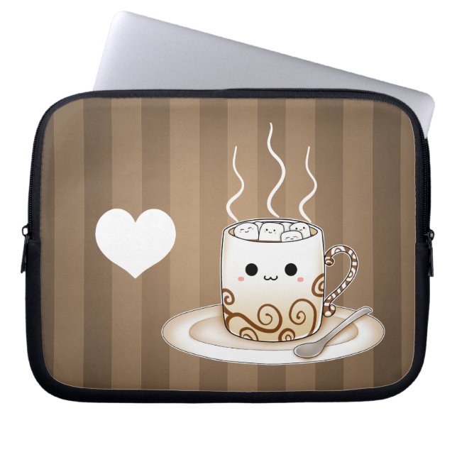 Niedliches kawaii warmes Kakaogetränk Laptopschutzhülle (Vorderseite)