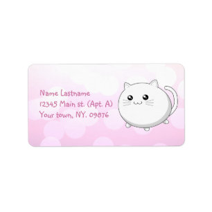 Niedliches kawaii weiße Kittykatze Adressaufkleber