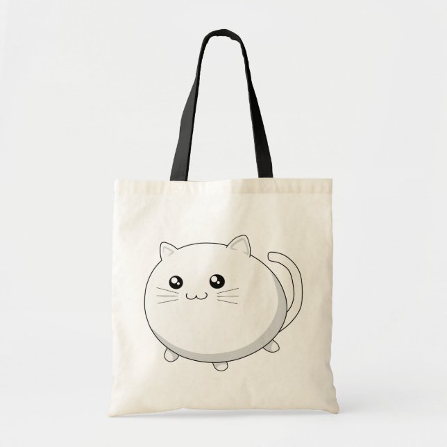 Niedliches kawaii weiße Kittykatze Tragetasche (Vorne)