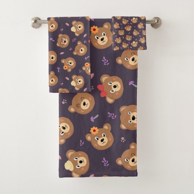 Niedliches Kid Teddy Bear Dekorationsmuster Badhandtuch Set (Insitu)