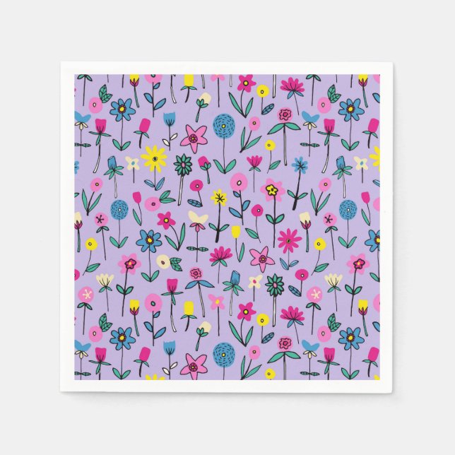 Niedliches Kids-Blumenmuster Serviette (Vorderseite)