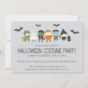 Niedliches Kid's Halloween-Kostüm-Party Einladung