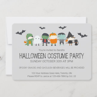 Niedliches Kid's Halloween-Kostüm-Party Einladung