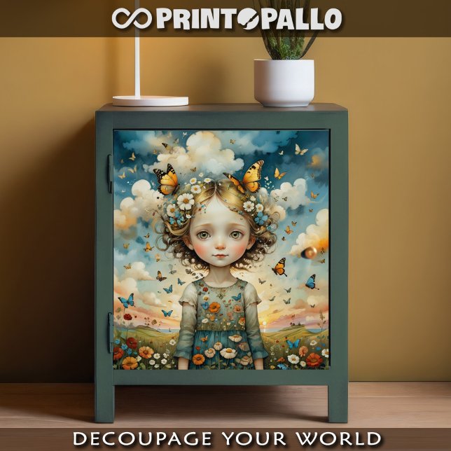 Niedliches Kind auf einer Frühjahrswiese mit Schme Seidenpapier (Von Creator hochgeladen)