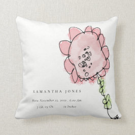 Niedliches Kind Gezeichnet Blush Pink Blume Baby B Kissen