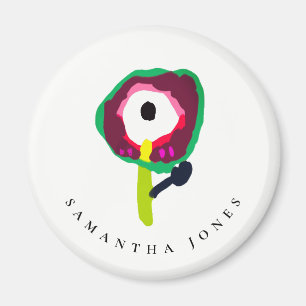 Niedliches Kind Gezeichnet farbenfrohe grüne Rosa  Magnet