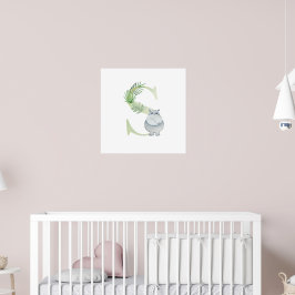 Niedliches Kind HIPPO Monogramm S Kinderzimmer Poster