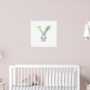 Niedliches Kind HIPPO Monogramm Y Kinderzimmer Poster