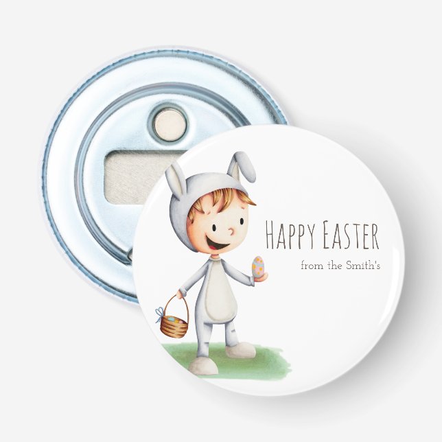 Niedliches Kind in Ostern Bunny Costume Happy Oste Flaschenöffner (Vorderseite)