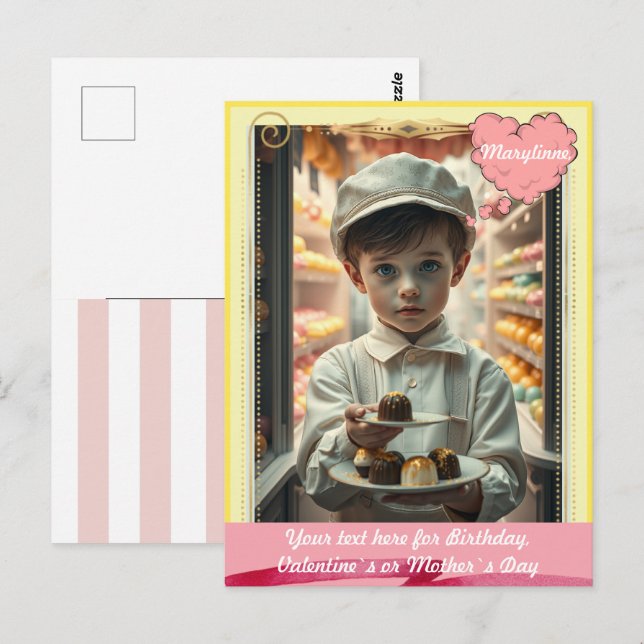 Niedliches Kind mit verschiedenen handgefertigten  Postkarte (Vorne/Hinten)