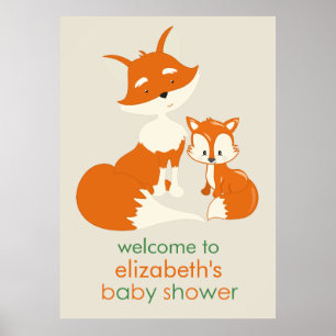 Niedliches Kinderfox und Mama Kinderduschplakat Poster
