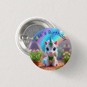 Niedliches Kinderspiel und Regenbogen, Mädchengebu Button