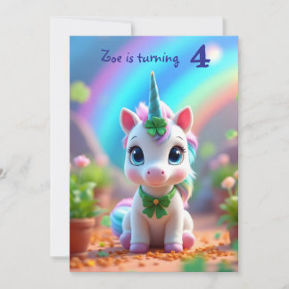 Niedliches Kinderspiel und Regenbogen, Mädchengebu Einladung