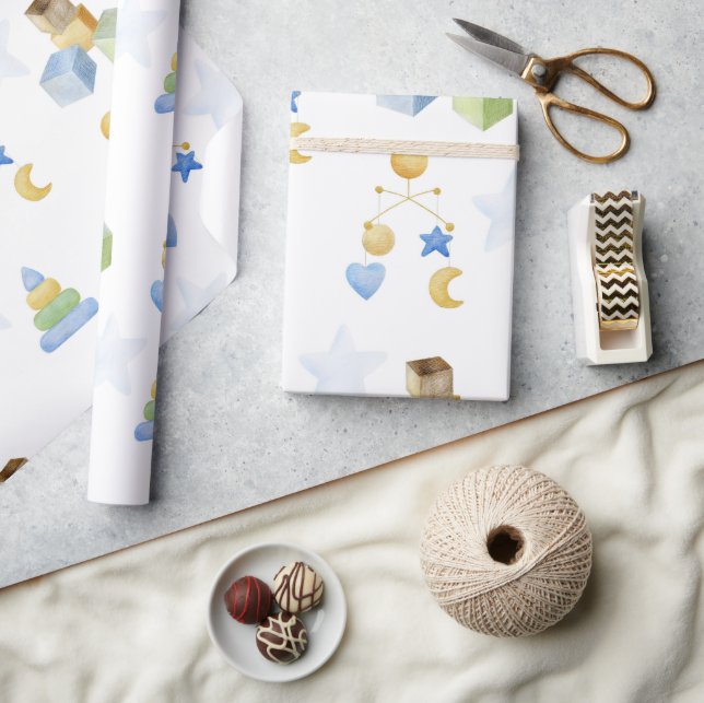 Niedliches Kinderspielzeug Muster Wasserfarben Kin Geschenkpapier (Kunsthandwerk)