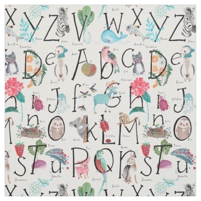 Niedliches Kinderzimmer Alphabet Kinder ABC Illust Stoff (Muster)