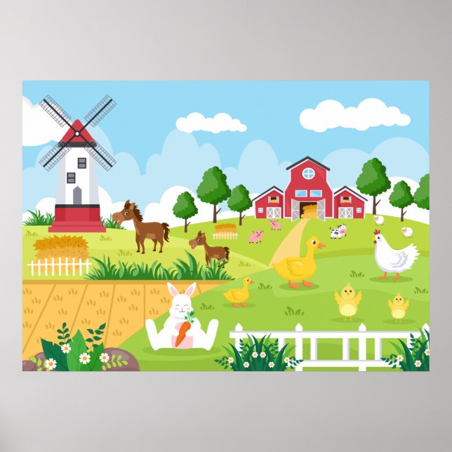 niedliches Kinderzimmer Bauernhaus Poster (Vorne)