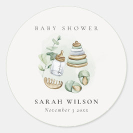 Niedliches Kinderzimmer Essential Leafy Green Baby Runder Aufkleber