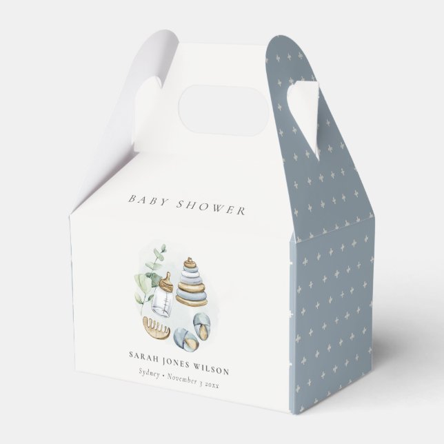 Niedliches Kinderzimmer Essenzielle Leafy Blue Boy Geschenkschachtel (Vorderseite)