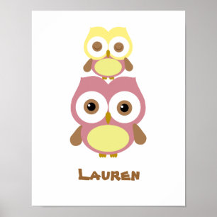 Niedliches Kinderzimmer-Eulenposter Poster