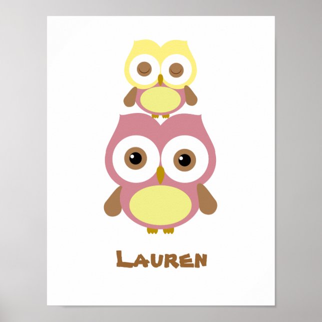 Niedliches Kinderzimmer-Eulenposter Poster (Vorne)
