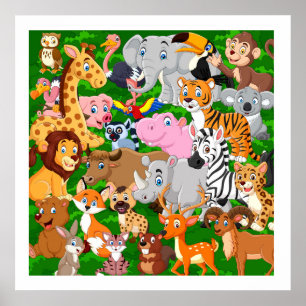 Niedliches Kinderzimmer mit freundlichen Wilden Ti Poster