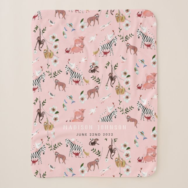 Niedliches Kinderzimmer von rosa Tieren, Zebra und Sherpadecke (Vorderseite)