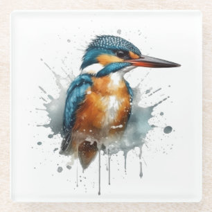 Niedliches Kingfisher in blau und orange Glasuntersetzer