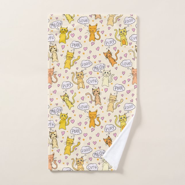 Niedliches Kitekatzen-Doodles-Muster Handtuch (Handtuch)
