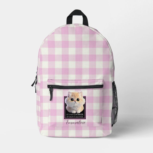 Niedliches kitschiges Rosa kariert personalisieren Bedruckter Rucksack (Vorderseite)