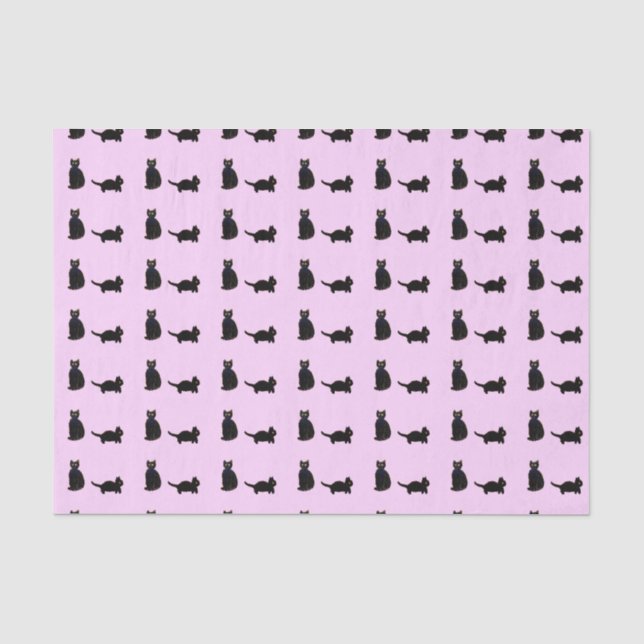 Niedliches Kitt Muster Schwarze Katzen - Farbe Seidenpapier (Vorderseite)
