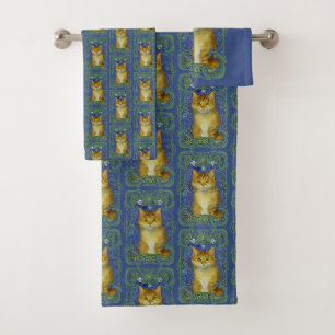 Niedliches Kitten im Vintagen Jugendstil Badhandtuch Set