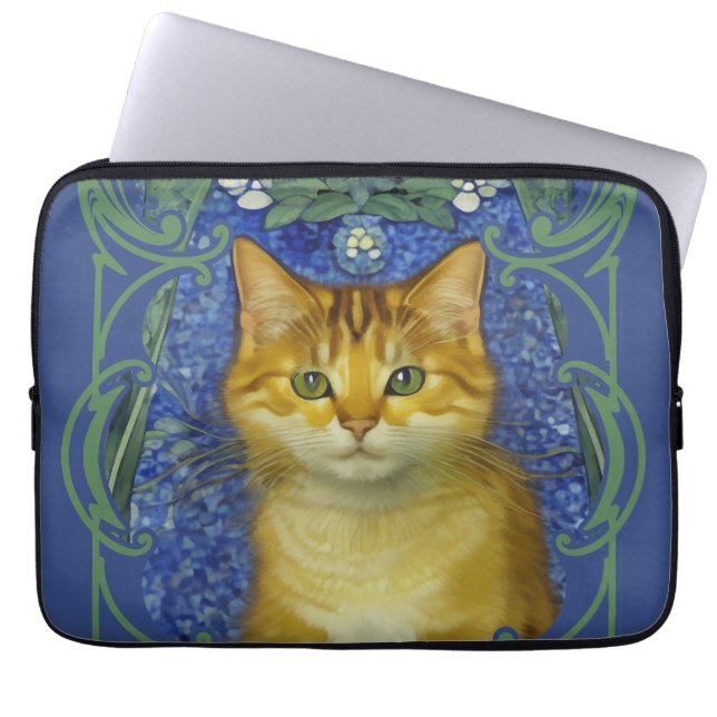 Niedliches Kitten im Vintagen Jugendstil Laptopschutzhülle (Vorderseite)