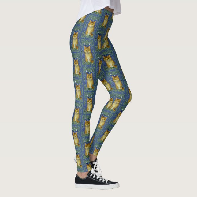 Niedliches Kitten im Vintagen Jugendstil Leggings (Rechts)