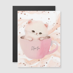 Niedliches Kitten in einem Teacup Magnetkarte