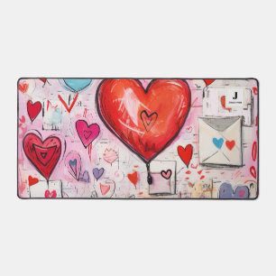 Niedliches Kitten in einem Teacup mit Herz-Monogra Schreibtischunterlage