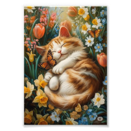 Niedliches Kitten in Frühlingsblumen - Perfekter K Fotodruck