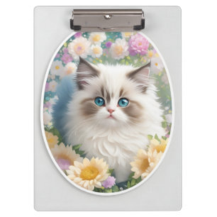 Niedliches Kitten mit Blume Klemmbrett