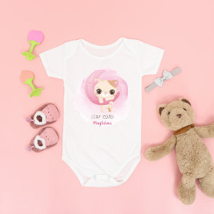 Niedliches Kitten Moon Wasserfarbdesign Baby Strampler
