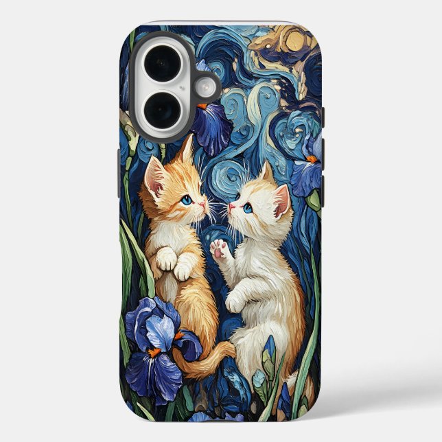 Niedliches KIttens-Spiel in Van Gogh Irises Case M (Rückseite)